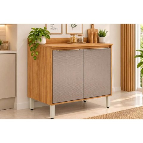 Gabinete Cozinha Modulado Plena 2 Portas 80cm Cinamon/Nude Demóbile
