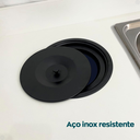 Ver imagem 7 de Lixeira de Embutir Redonda Pia Cozinha Preto Fosco 5 Litros Inox