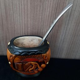 Cuia Artesanal de Chimarrão Estilo Uruguaia Coquinho Gajeta Gaita Boleadeira - 7
