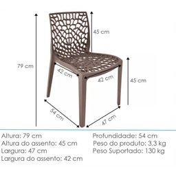 Kit 6 Cadeira Gruvyer Fendi Sala de Jantar Restaurantes - 6