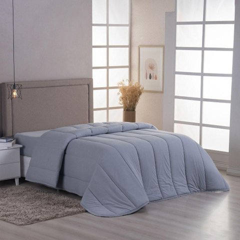 Edredom Minimal Queen Super Macio Malha 100% Algodão 01 Peça - Cinza