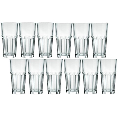 Conjunto 12 Copos Long Drink 340ml de Vidro Nadir Bristol Suco Refrigerante Bebidas