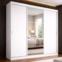 Ver imagem 1 de Guarda-Roupa Casal 3 Portas de Correr com Espelho Milano Yescasa Branco