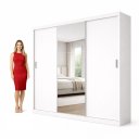 Ver imagem 5 de Guarda-Roupa Casal 3 Portas de Correr com Espelho Milano Yescasa Branco