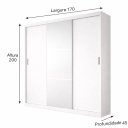 Ver imagem 4 de Guarda-Roupa Casal 3 Portas de Correr com Espelho Milano Yescasa Branco