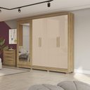 Ver imagem 2 de Guarda Roupa Casal com Espelho Kappesberg 5 Portas 4 Gavetas Marrom Bege