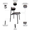 Ver imagem 6 de Cadeira de Jantar Estofada Kit 8 Ella M25 Linho Cinza/preto - Mpozenato