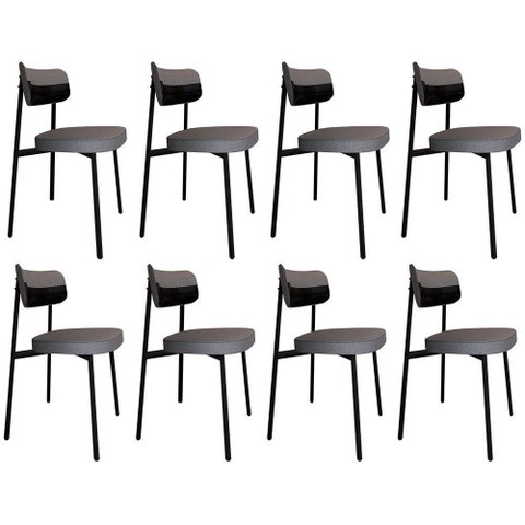 Cadeira de Jantar Estofada Kit 8 Ella M25 Linho Cinza/preto - Mpozenato