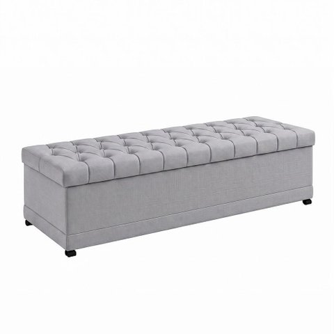 Puff Baú Hermione Estofamento D-20 Revestimento Factor Off White Sallar Home