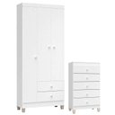 Ver imagem 1 de Cômoda Gaveteiro e Guarda Roupa 3 Portas Ternura Baby Branco Flex – Incorplac
