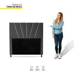 Cabeceira Cama Box Solteiro Dallas 90cm Suede Cinza - Desk Design - 3 Cabeceira Cama Box Solteiro Dallas 90cm Suede Cinza - Desk Design - 3