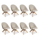 Ver imagem 1 de Kit 8 Poltronas Cadeira Giratória Bela Suede Base Madeira Bege Pallazio