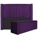 Ver imagem 1 de Kit Cabeceira E Calçadeira Baú Casal 140cm Suede Roxo