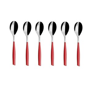 Colher para Café 13cm Inox 6 Peças Vermelha Glamour Bugatti