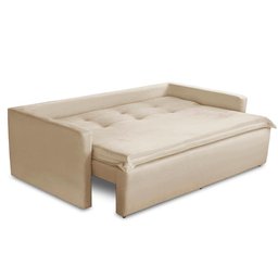Sofá sem Caixa Retrátil e Reclinável 1,85m com Molas Luzia Suede Bege Madelina Decor - 4
