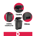 Ver imagem 5 de Lixeira com Pedal 50l Haus Preta - Design e Alta Qualidade