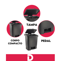 Lixeira com Pedal 50l Haus Preta - Design e Alta Qualidade - 5