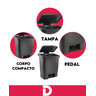 Lixeira com Pedal 50l Haus Preta - Design e Alta Qualidade - 5