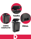Ver imagem 5 de Lixeira com Pedal 50l Haus Preta - Design e Alta Qualidade