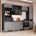 Ver imagem 1 de Cozinha Modulada Completa Fidelitá Mônaco 5 Peças 320cm 12 Portas 2 Gavetas com Tampo Chumbo/tit