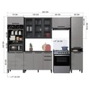 Ver imagem 4 de Cozinha Modulada Completa Fidelitá Mônaco 5 Peças 320cm 12 Portas 2 Gavetas com Tampo Chumbo/tit