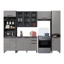 Ver imagem 3 de Cozinha Modulada Completa Fidelitá Mônaco 5 Peças 320cm 12 Portas 2 Gavetas com Tampo Chumbo/tit