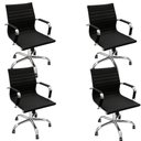 Ver imagem 1 de Kit 4 Cadeiras Escritório Diretor Esteirinha Rodízio Relax Corino 3301 Preto
