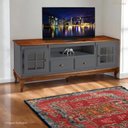 Ver imagem 5 de Rack para Sala com Pés Luis Xv 2 Portas 2 Gavetas e Nicho Hannover 60812 Linz Móveis - Cinza/imbuia