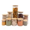 Kit com 10 Potes de Vidro Tampa de Bambu Hermético Redondo Mantimento - Oikos - 1