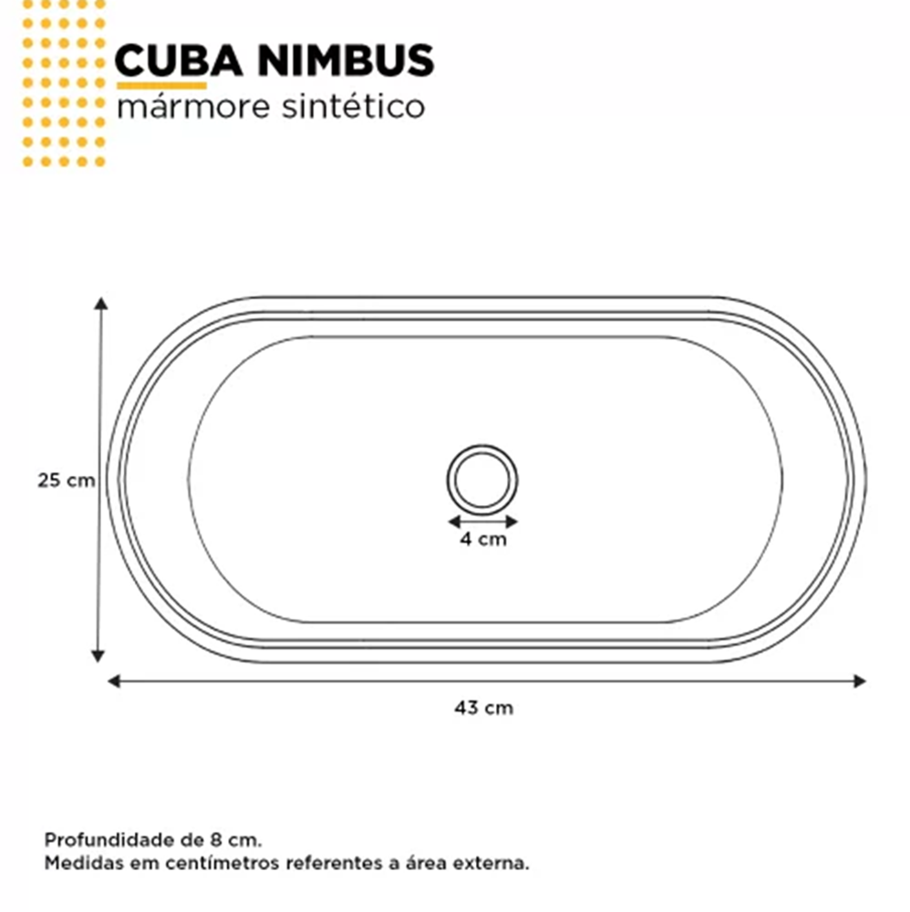 Cuba Apoio Banheiro Mármore Sintético Nimbus Bancada Branco - 4