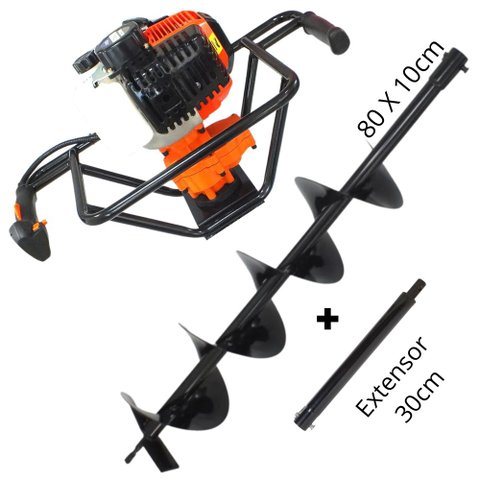 Perfurador de Solo Vulcan VPS520 2T 52cc 2,5cv Profissional com Broca 80x10cm + Extensão 30cm