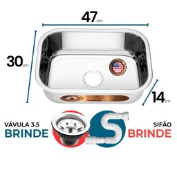 Cuba Pia Numero 1 Cozinha Inox American Steel 47x30x14 - 2
