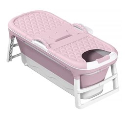 Banheira Ofurô Dobrável Portátil 200 Litros Adulto 117 cm com Suporte Rosa VG+ - 3