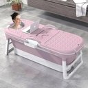 Ver imagem 2 de Banheira Ofurô Dobrável Portátil 200 Litros Adulto 117 Cm com Suporte Rosa Vg+