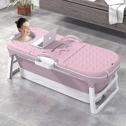 Banheira Ofurô Dobrável Portátil 200 Litros Adulto 117 cm com Suporte Rosa VG+ - 2
