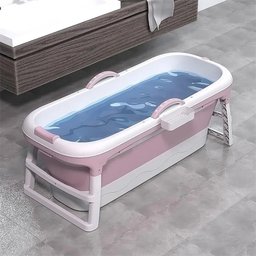 Banheira Ofurô Dobrável Portátil 200 Litros Adulto 117 cm com Suporte Rosa VG+ - 7
