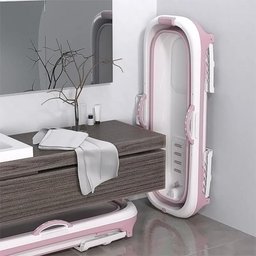 Banheira Ofurô Dobrável Portátil 200 Litros Adulto 117 cm com Suporte Rosa VG+ - 8