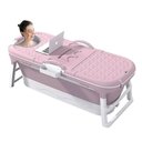 Ver imagem 1 de Banheira Ofurô Dobrável Portátil 200 Litros Adulto 117 Cm com Suporte Rosa Vg+