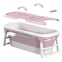 Ver imagem 4 de Banheira Ofurô Dobrável Portátil 200 Litros Adulto 117 Cm com Suporte Rosa Vg+
