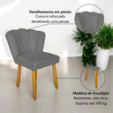 Ver imagem 7 de Kit 02 Cadeiras Estofada Pétala para Sala de Estar - Élpis Móveis - Veludo Cinza