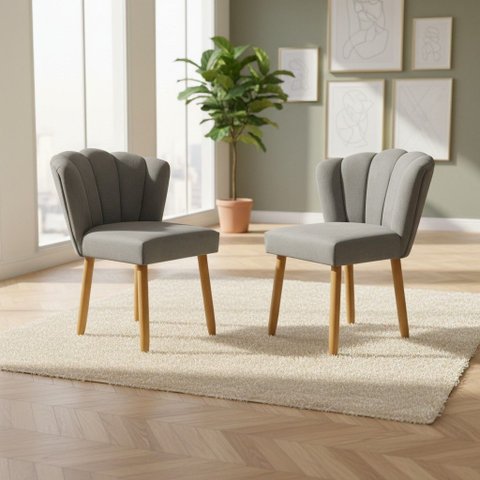 Kit 02 Cadeiras Estofada Pétala para Sala de Estar - Élpis Móveis - Veludo Cinza