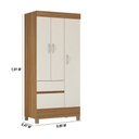 Ver imagem 2 de Kit Guarda Roupa Solteiro 3 Portas Wind Cômoda Astral Amêndola Touch Off White