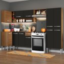 Ver imagem 1 de Armário de Cozinha Completa de Canto 353cm Rustic/Preto Emilly Sun Madesa 01