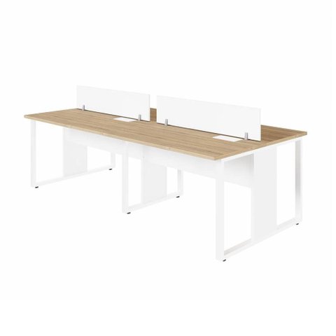 Mesa de Trabalho Plataforma 4 Lugares 2,40 m X 1,20 m Design Industrial com Caixas de Tomadas
