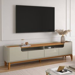 Rack Flip 220cm 4 Portas para Tv até 75 Polegadas Patrimar Cor Off White Cinamomo - 4