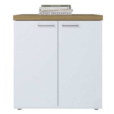 Balcão para Escritório 2 Portas Pequeno Loke Olmo/branco