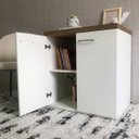 Ver imagem 3 de Balcão para Escritório 2 Portas Pequeno Loke Olmo/branco