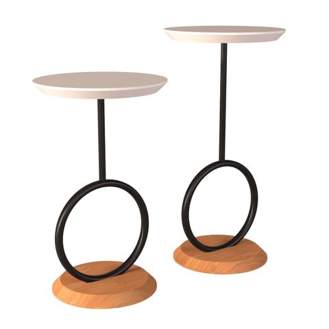 Mesa de Apoio Lateral Canto Fanny Maior Madeira com Estrutura Metal