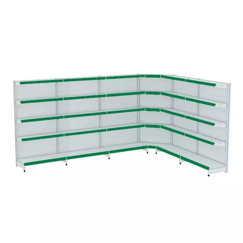 Gondola Parede 170 Fit Ate 5 Metros 1 Canto Branco 30b Pe Verde
