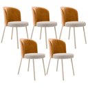 Ver imagem 1 de Kit 5 Cadeiras Sala de Jantar Estofada Gavi Arena L02 Couríssimo Whisky Bouclê Creme - Lyam Decor
